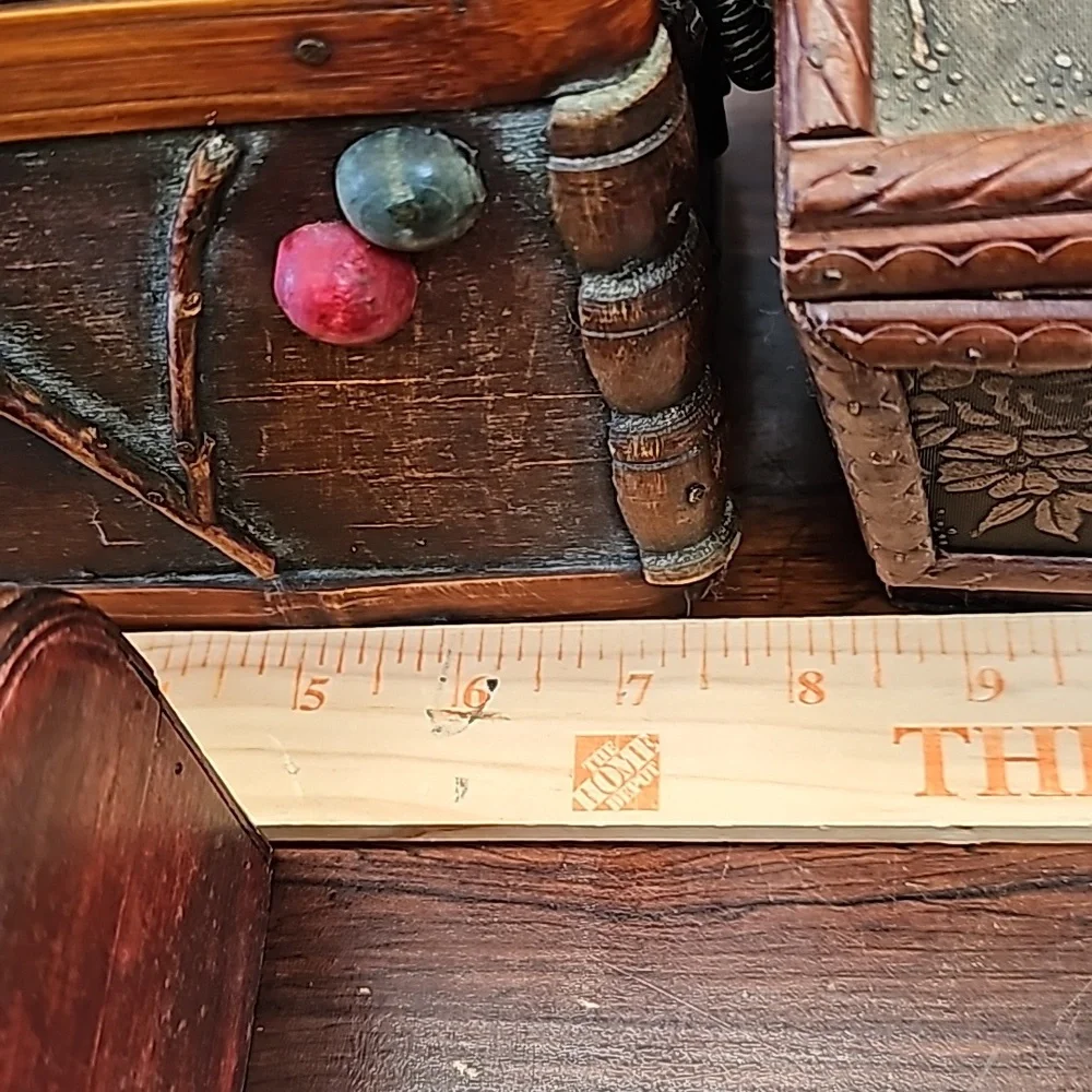 3 vintage wooden boxes with metal hinges and latch closures trinket storage - Picture 14 of 16